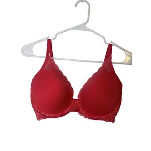 Natori Coral Pink Lace Trim Full Coverage Underwire Bra 34DD‎